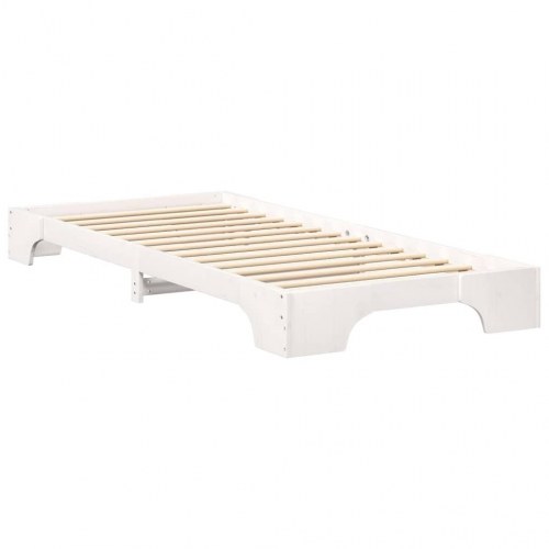 Sengestel hvid 80 x 220 cm i massiv fyrretræ
