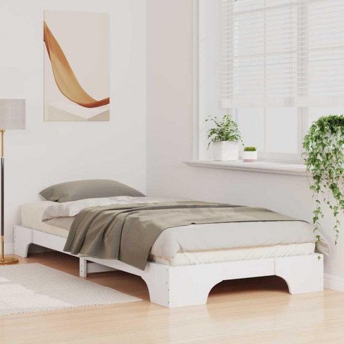 Sengestel i massiv fyr - hvid, 100 x 220 cm