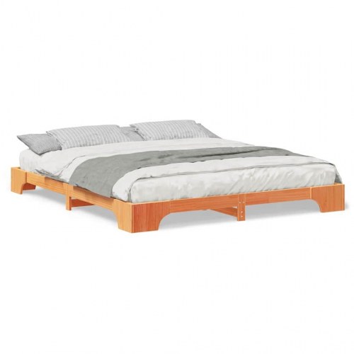 Gulv seng ramme Brun 180 x 220 cm Massivt fyrretræ