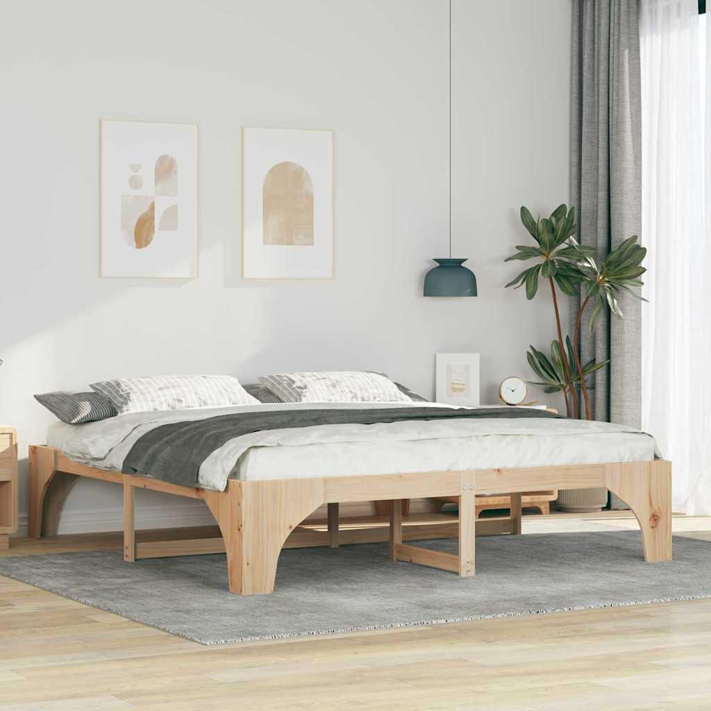 Gulv seng ramme Brun 200 x 200 cm Massivt fyrretrÃ¦