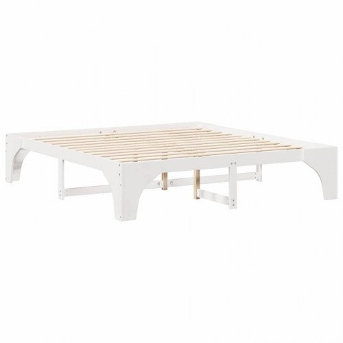 Sengestel med lameller - hvid 200 x 200 cm i massiv fyr