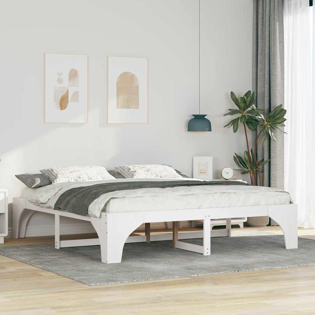 Gulv seng ramme Hvid 180 x 200 cm Massivt fyrretræ
