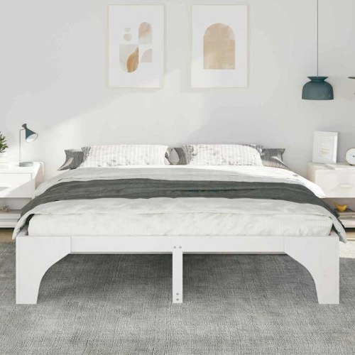 Sengestel hvid 180 x 200 cm i massivt fyrretræ