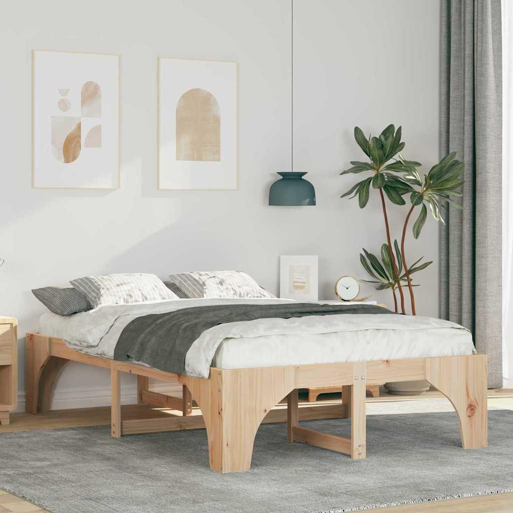 Gulv seng ramme Brun 140 x 190 cm Massivt fyrretrÃ¦