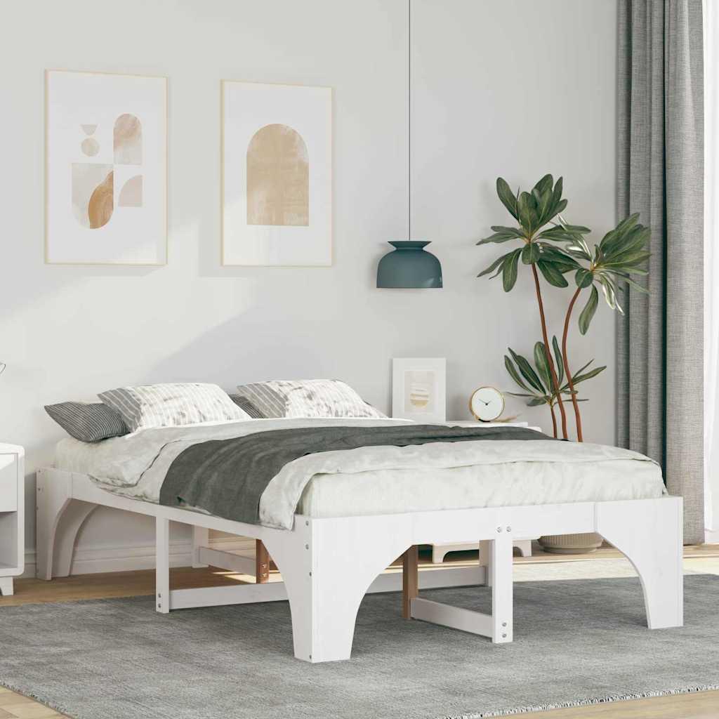 Gulv seng ramme Hvid 120 x 190 cm Massivt fyrretræ