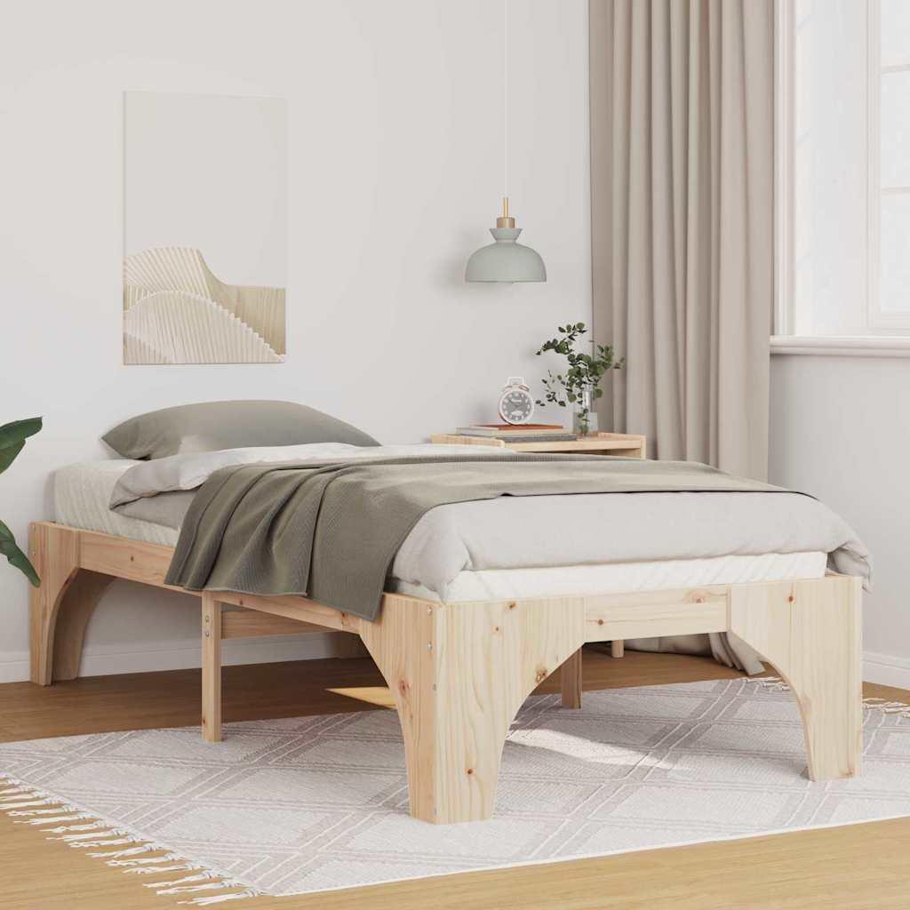 Gulv Seng Ramme Brun 100 X 200 Cm Massivt Fyrretræ
