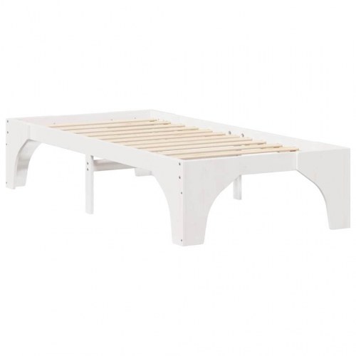 Gulv seng ramme Hvid 90 x 190 cm Massivt fyrretræ