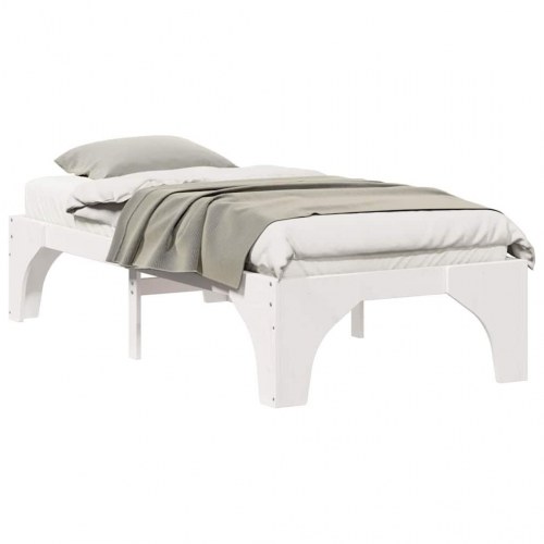 Gulv seng ramme Hvid 90 x 190 cm Massivt fyrretræ
