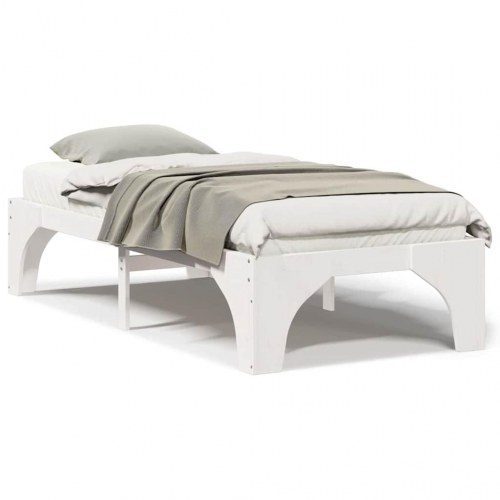 Gulv seng ramme Hvid 90 x 190 cm Massivt fyrretræ