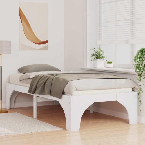 Gulv seng ramme Hvid 90 x 190 cm Massivt fyrretræ