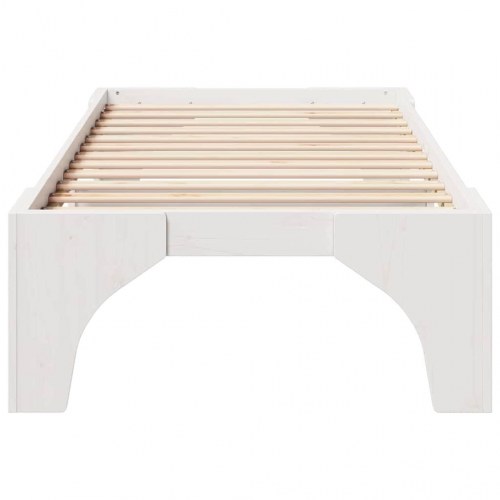 Gulv seng ramme Hvid 90 x 190 cm Massivt fyrretræ