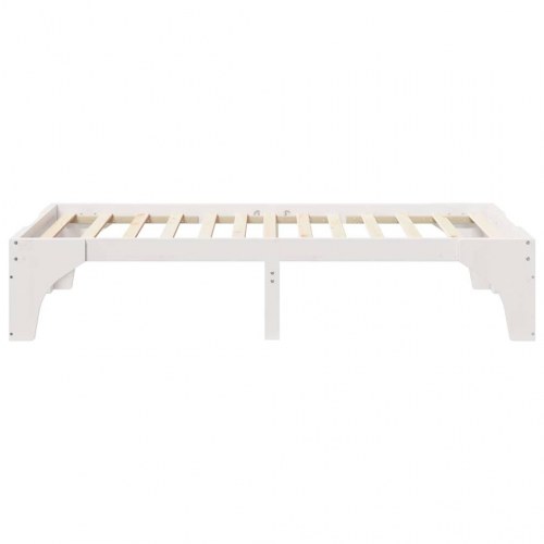Gulv seng ramme Hvid 90 x 190 cm Massivt fyrretræ