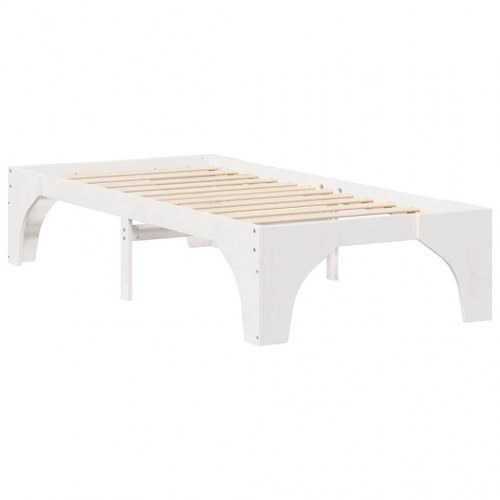 Gulv seng ramme Hvid 90 x 190 cm Massivt fyrretræ