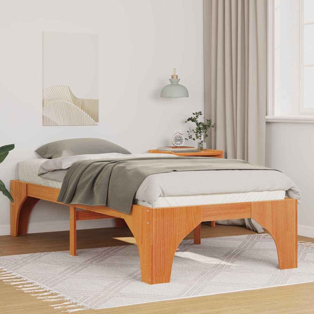 Gulv seng ramme Brun 90 x 190 cm Massivt fyrretræ