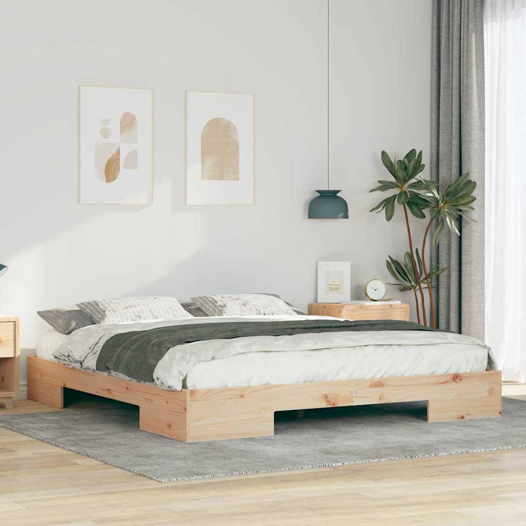 Gulv seng ramme Brun 200 x 200 cm Massivt fyrretræ