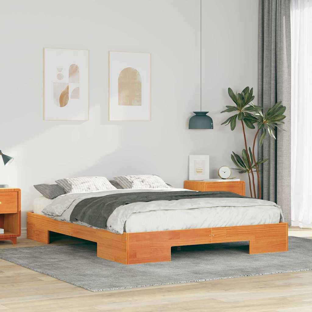 Gulv seng ramme Brun 150 x 200 cm Massivt fyrretræ