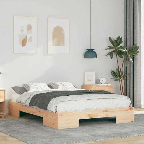 Gulv seng ramme Brun 120 x 190 cm Massivt fyrretræ