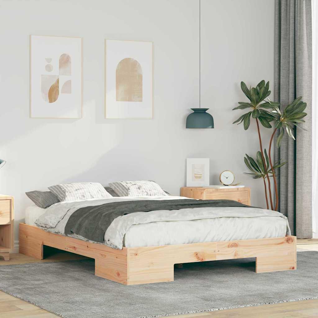 Gulv seng ramme Brun 120 x 190 cm Massivt fyrretræ