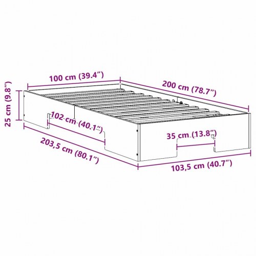 Gulvsengestel 100 x 200 cm - hvid