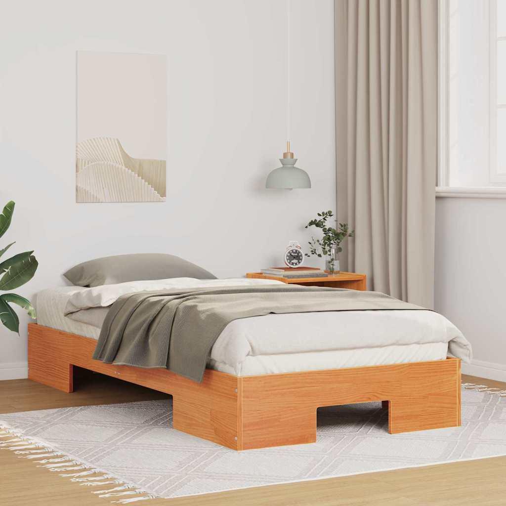 Gulv seng ramme Brun 90 x 200 cm Massivt fyrretræ