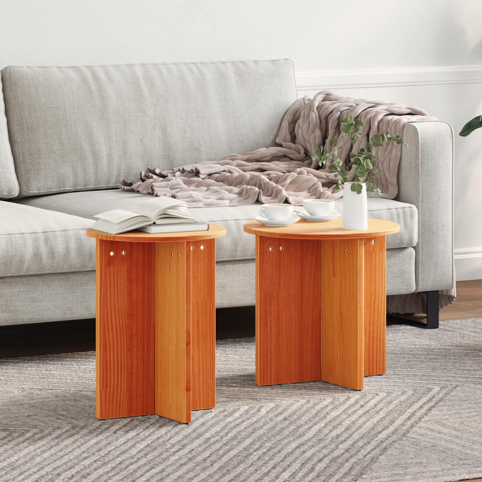 Sofabord 2 stk Gyldenbrun 41,5 x 41,5 x 41 cm Massivt fyrretræ