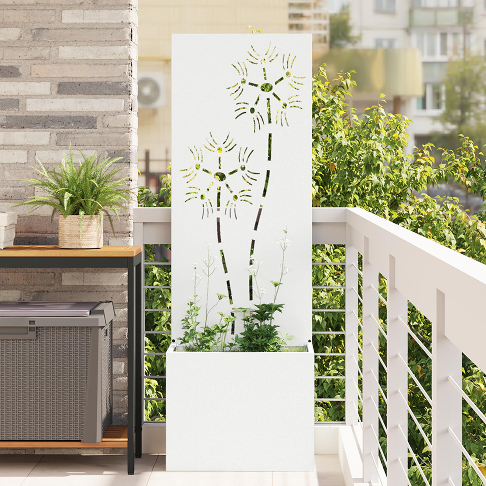 Have privatliv skærm Blomstret Hvid 50 x 140 cm Koldvalset stål