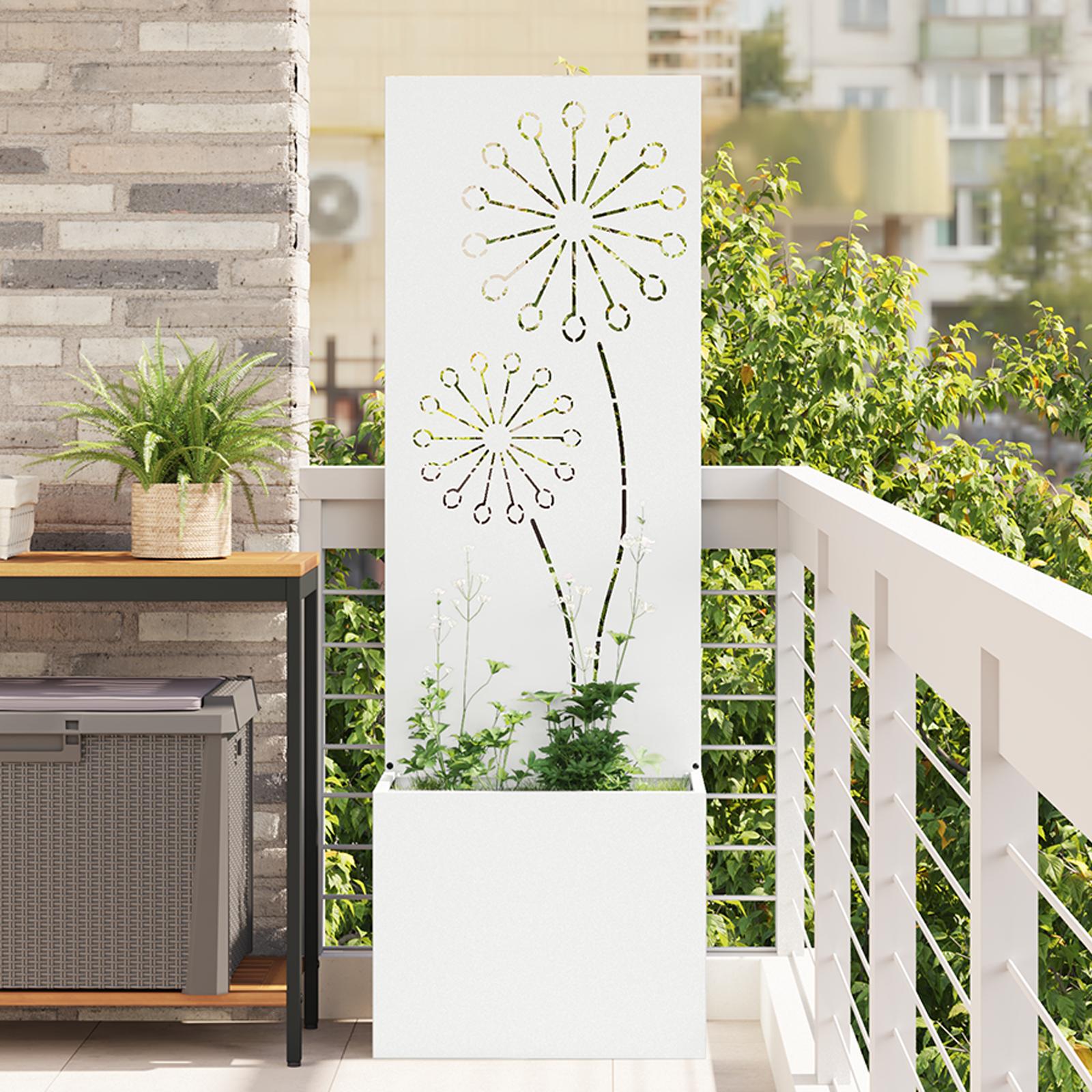 Have privatliv skærm Fretwork Hvid 50 x 140 cm Koldvalset stål