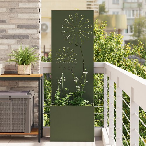 Haveafskærmning Fretwork - olivengrøn 50 x 32 x 150 cm