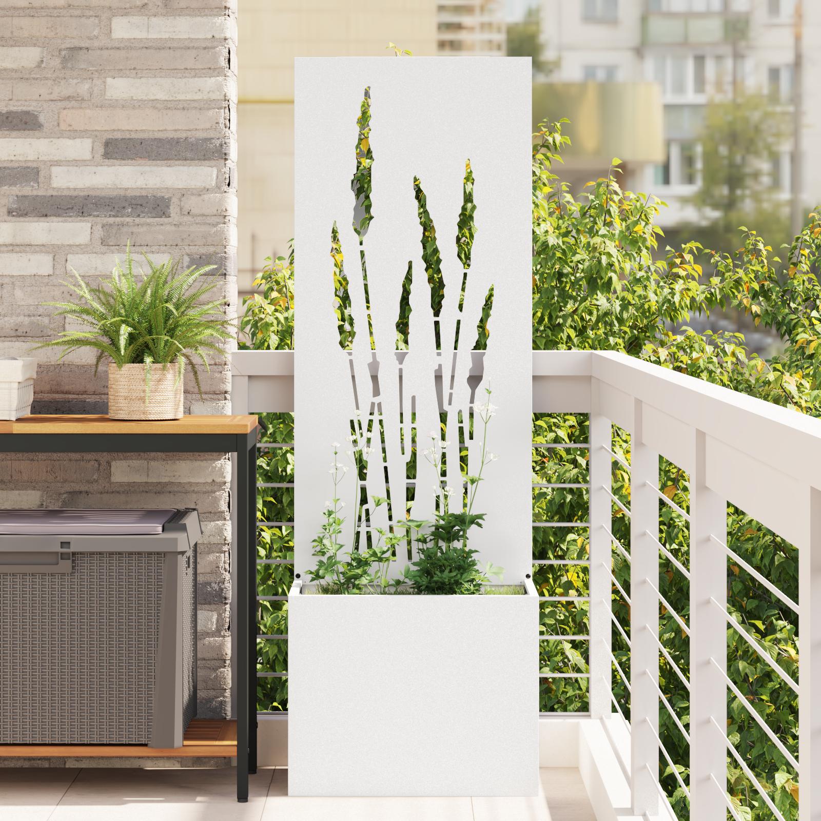 Have privatliv skærm Fretwork Hvid 50 x 140 cm Koldvalset stål