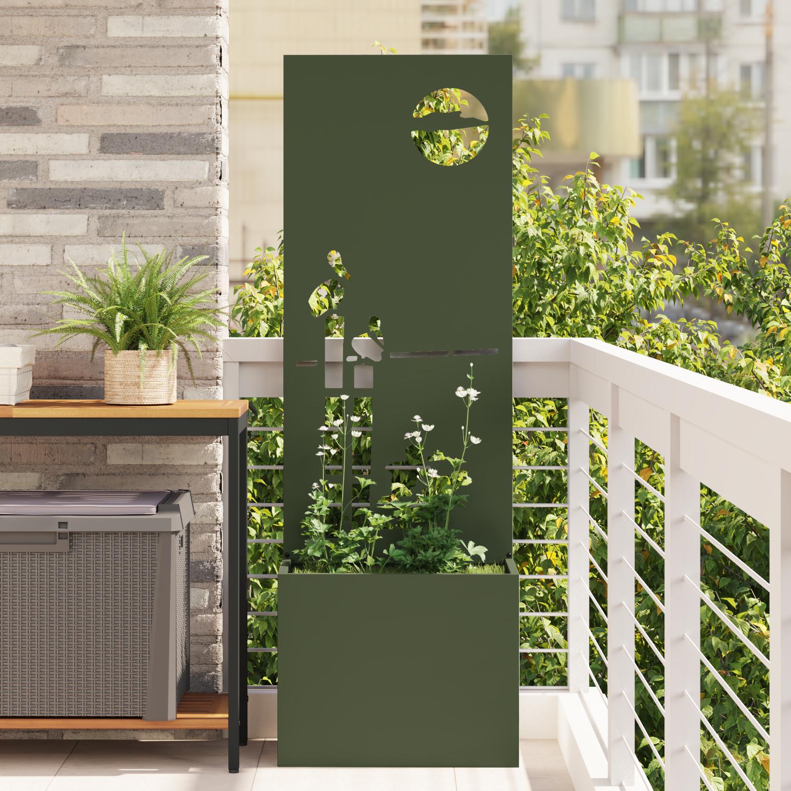 Have privatliv skærm Olivengrøn 50 x 140 cm Koldvalset stål
