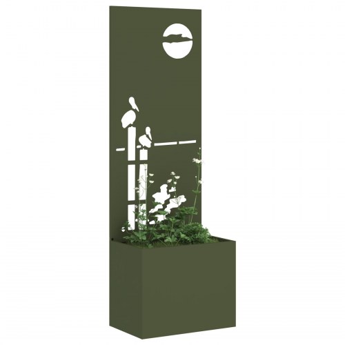 Haveafskærmning med dekorativt mønster - olivengrøn 50 x 32 x 150 cm