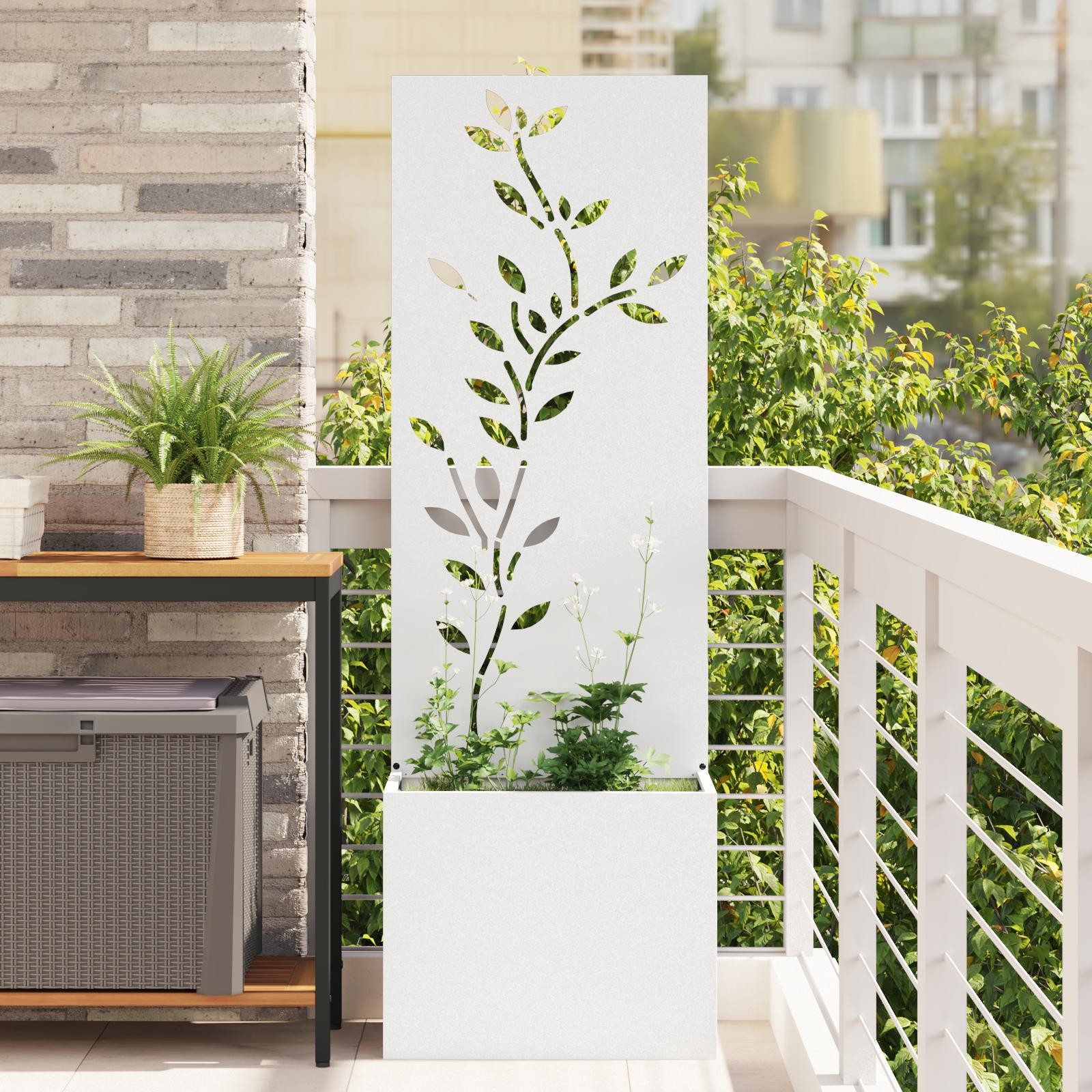 Have privatliv skærm Blomstret Hvid 50 x 140 cm Koldvalset stål