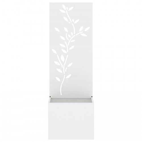Have-privatlivsskærm i koldvalset stål - blomstret, hvid 50 × 150 cm
