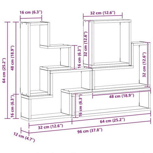 Væg Cube med hylde Gammelt træ 96 x 12 x 64 cm Konstrueret træ