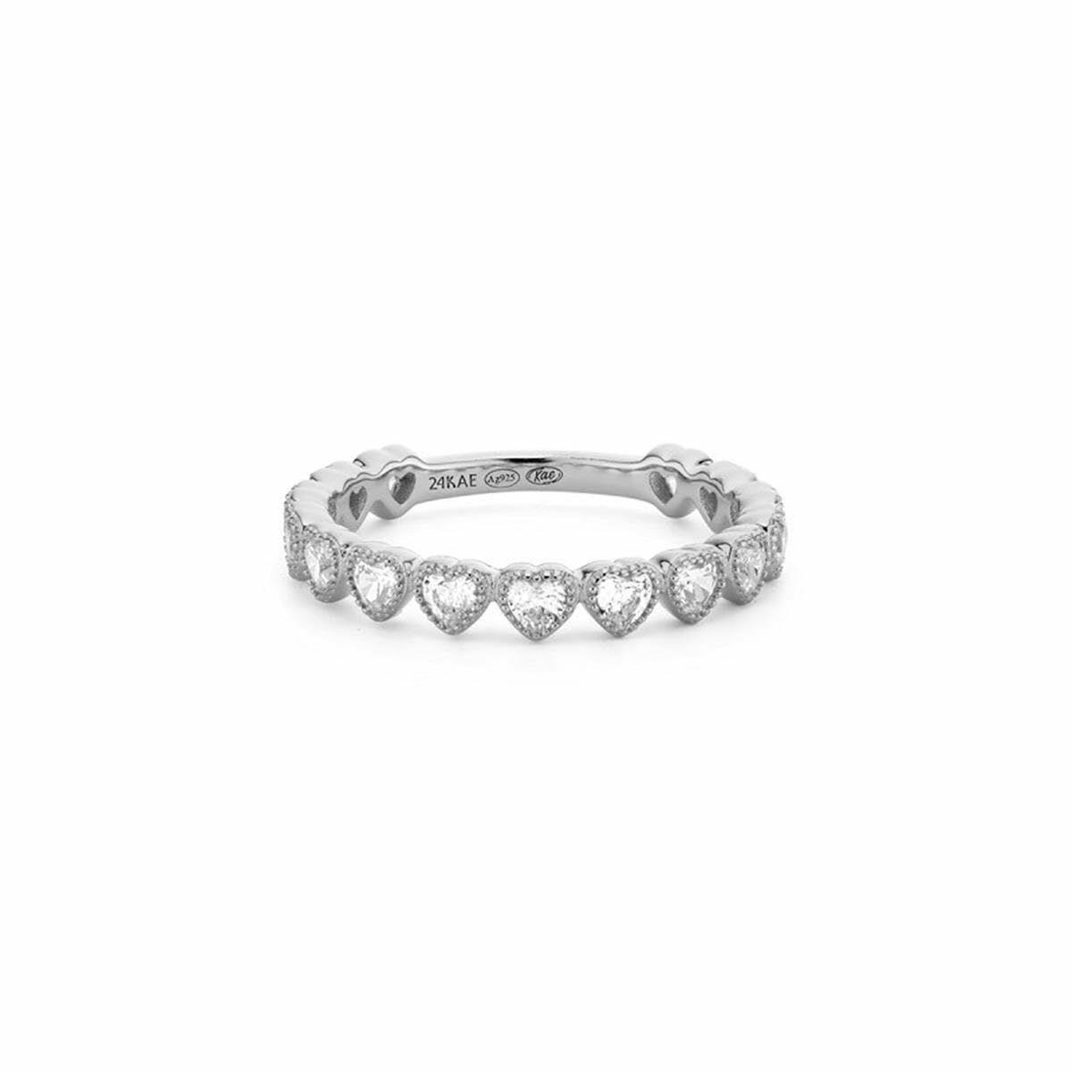 24KAE ring til kvinder 12492S/56 - sølvfarvet hjerte-design