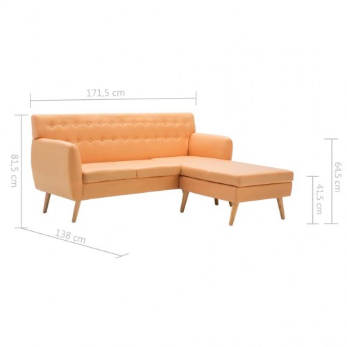L-formet sofa 171,5x138x81,5 cm stofbetræk orange