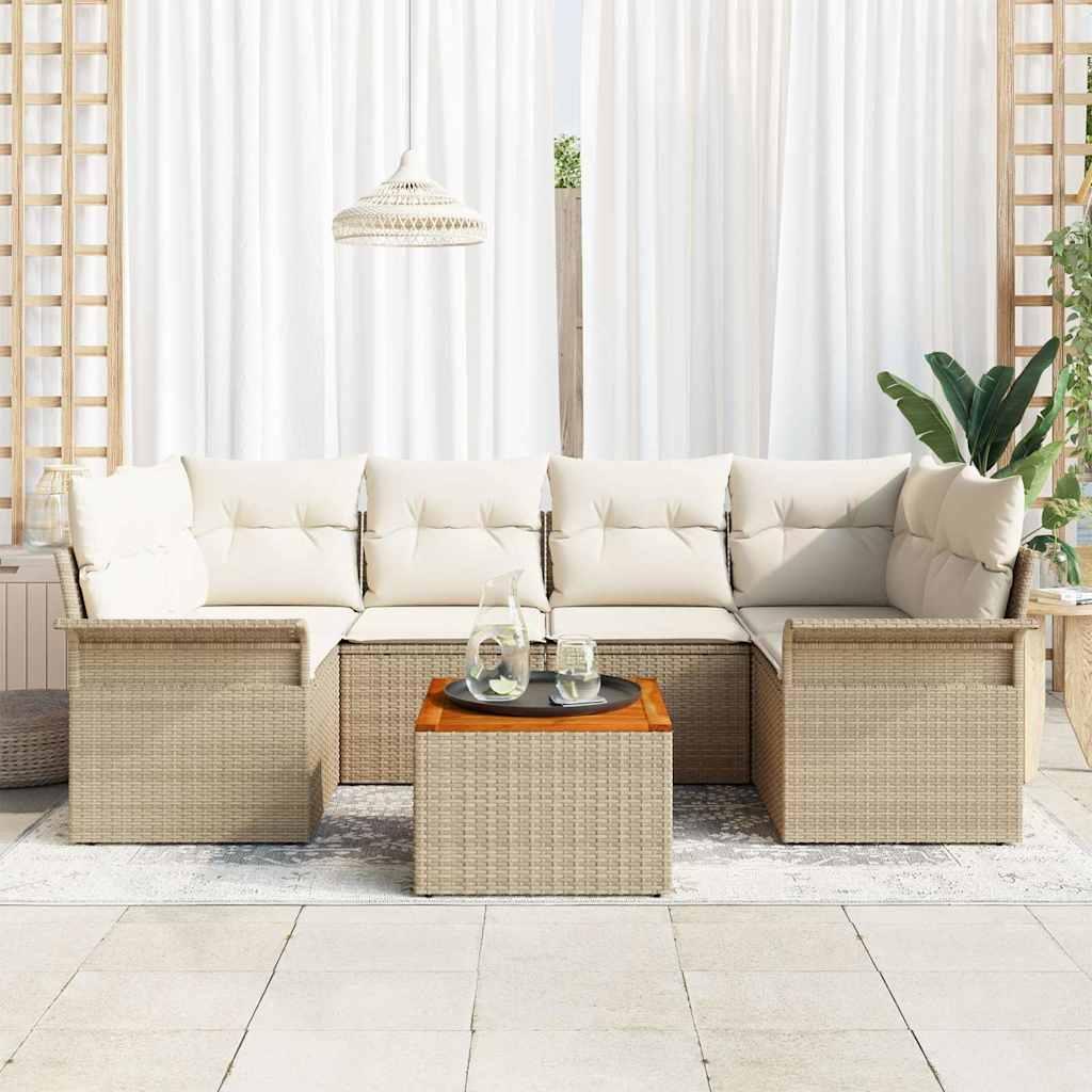 Havesofa Sæt med pude 7 stk Beige og creme 55 x 55 x 37 cm