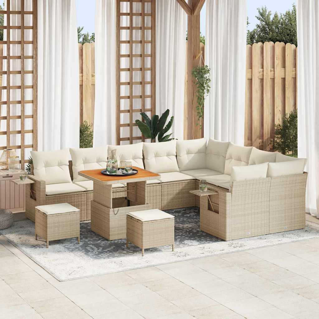 Havesofa Sæt 12 stk beige og cremefarvet 80 x 80 x 71 cm
