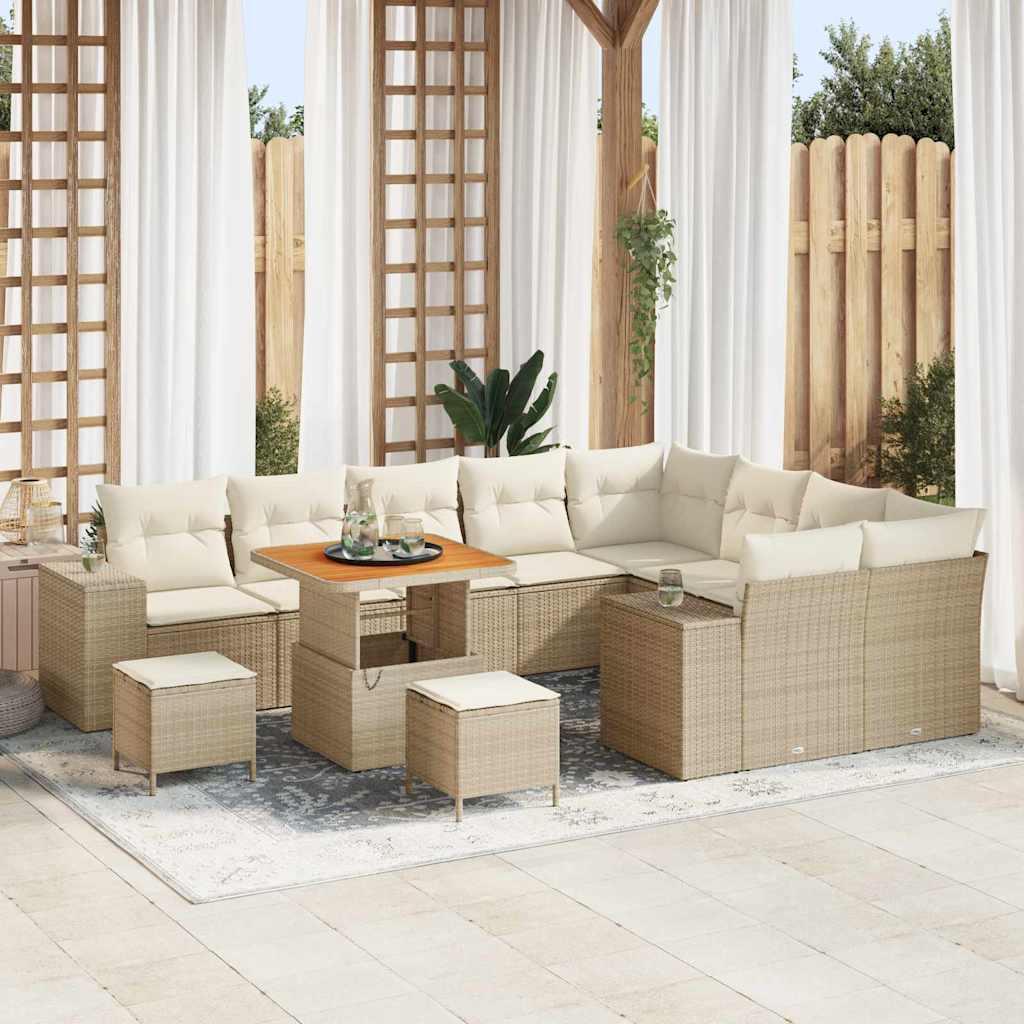 Havesofa Sæt med pude 12 stk Beige og creme 80 x 80 x 71 cm