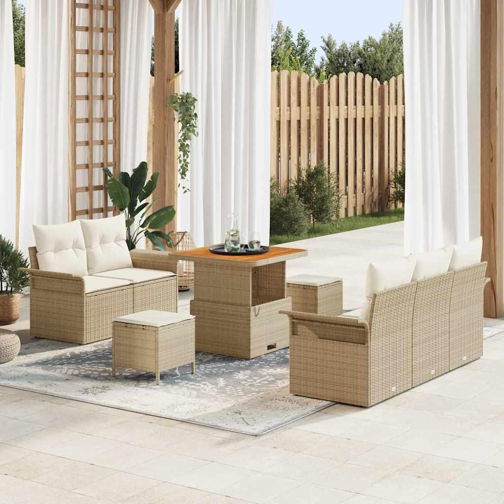 Havesofa Sæt med pude 8 stk Beige og creme 80 x 80 x 71 cm