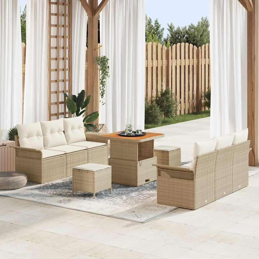 Havesofa Sæt med pude 9 stk Beige og creme 80 x 80 x 71 cm