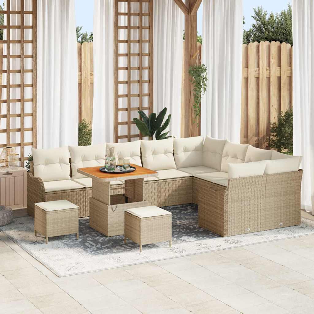 Havesofa Sæt med pude 12 stk Beige og creme 80 x 80 x 71 cm