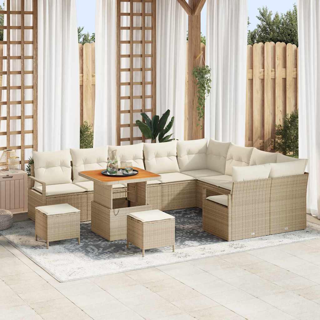 Havesofa Sæt med pude 12 stk Beige og creme 80 x 80 x 71 cm