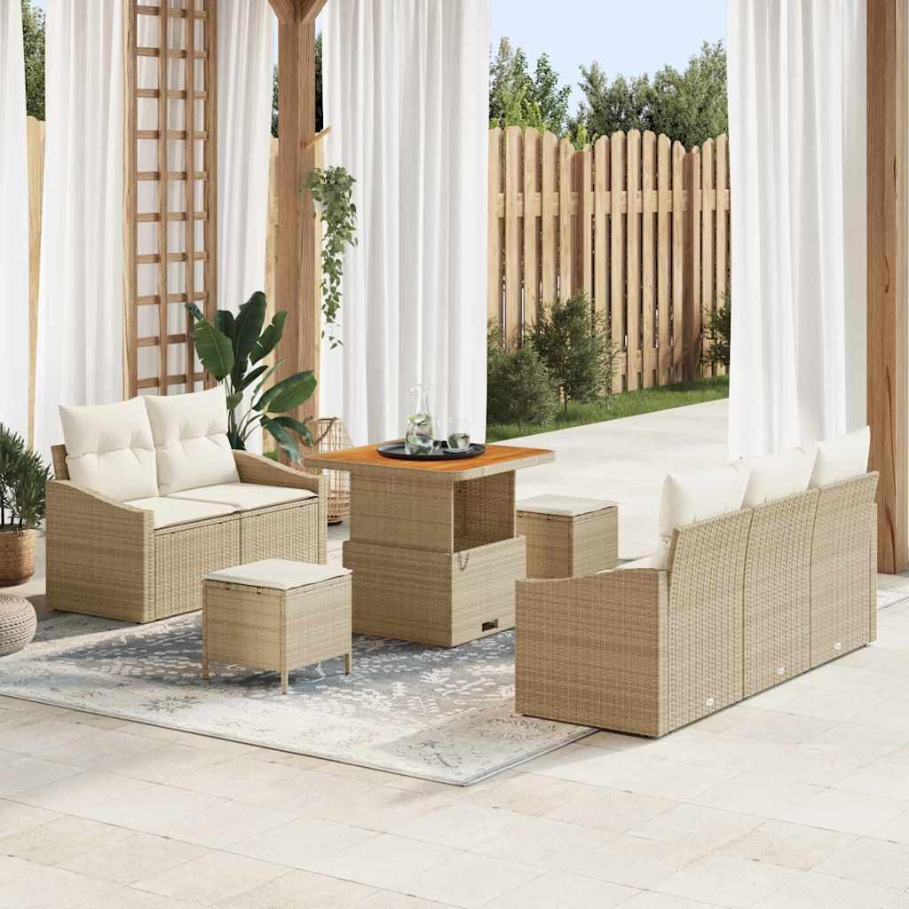 Havesofa Sæt med pude 8 stk Beige og creme 80 x 80 x 71 cm