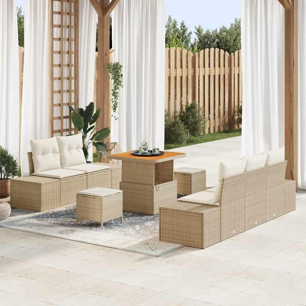 Havesofa Sæt med pude 8 stk Beige og creme 80 x 80 x 71 cm