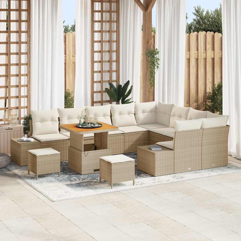 Havesofa Sæt med pude 12 stk Beige og creme 80 x 80 x 71 cm