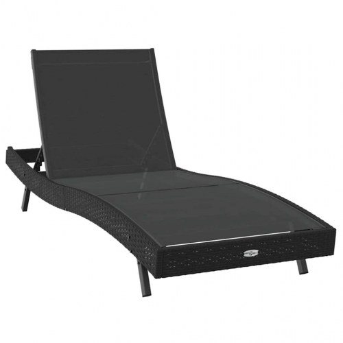 Solseng-sæt i polyrattan - 2 solsenge + bord, sort, 197 × 70 × 82 cm
