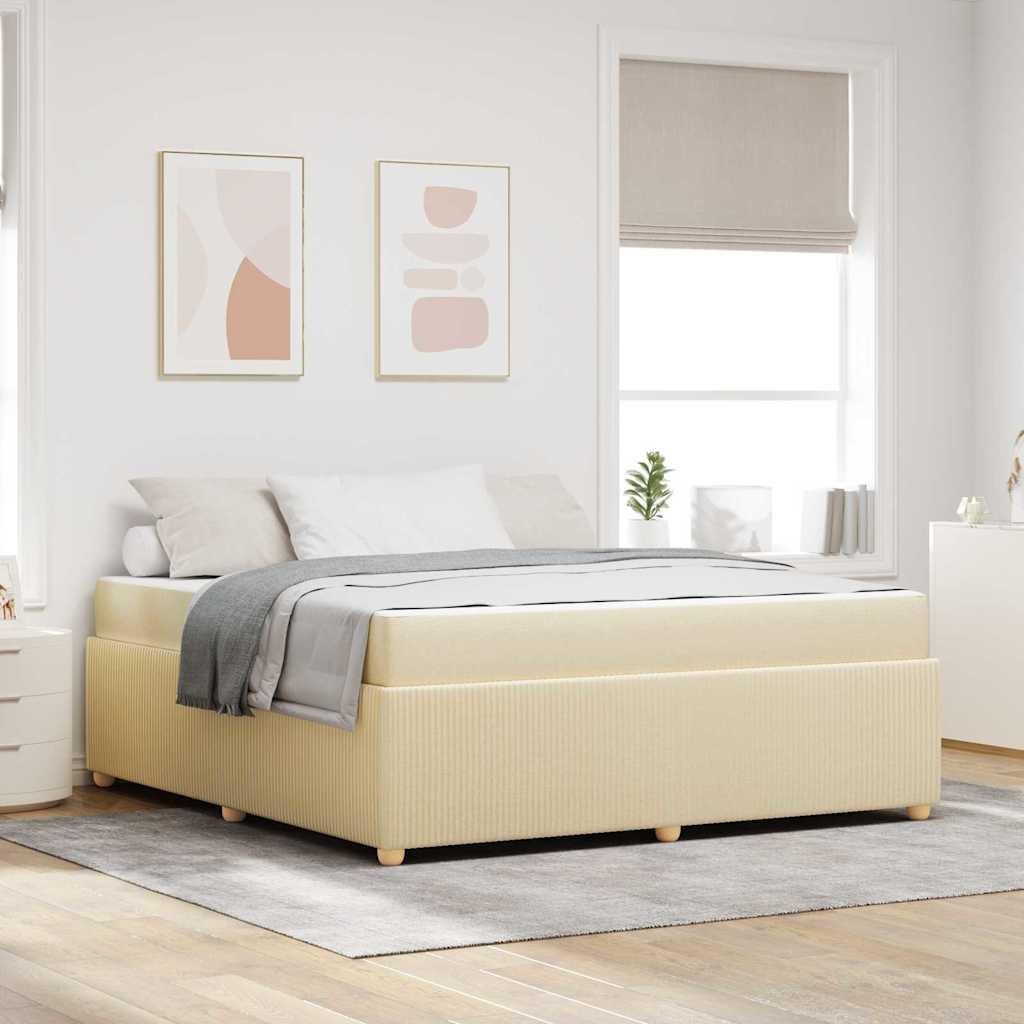 Sengestel med madras Creme 180 x 200 cm Stof