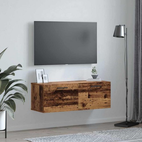 Vægskab 100 x 36,5 x 35 cm i konstrueret træ - gammelt træ