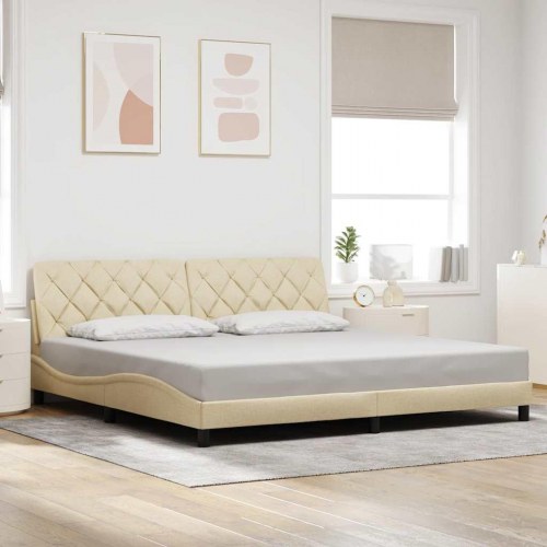 Sengeramme med hovedgærde 200 x 200 cm - creme